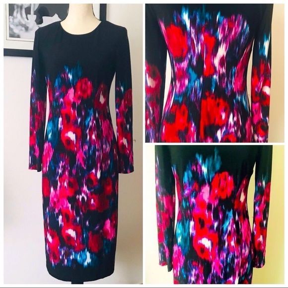 NWT! GORGEOUS LIZ CLAIBORNE FLORAL PRINT MIDI - Picture 2 of 5